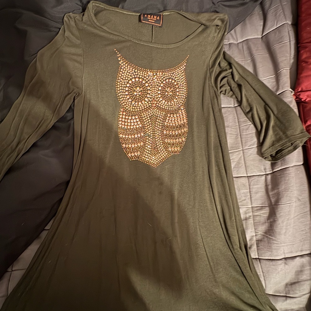 Green Dress with Owl Design